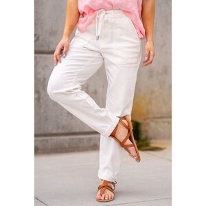 NWT Judy Blue High Rise Cuffed Jogger Jeans White 20W
